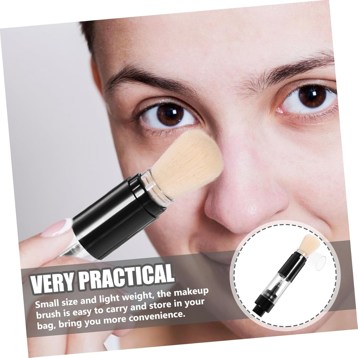 Facial Makeup Brush Soft Bristles Portable Powder Brush for Women Detail